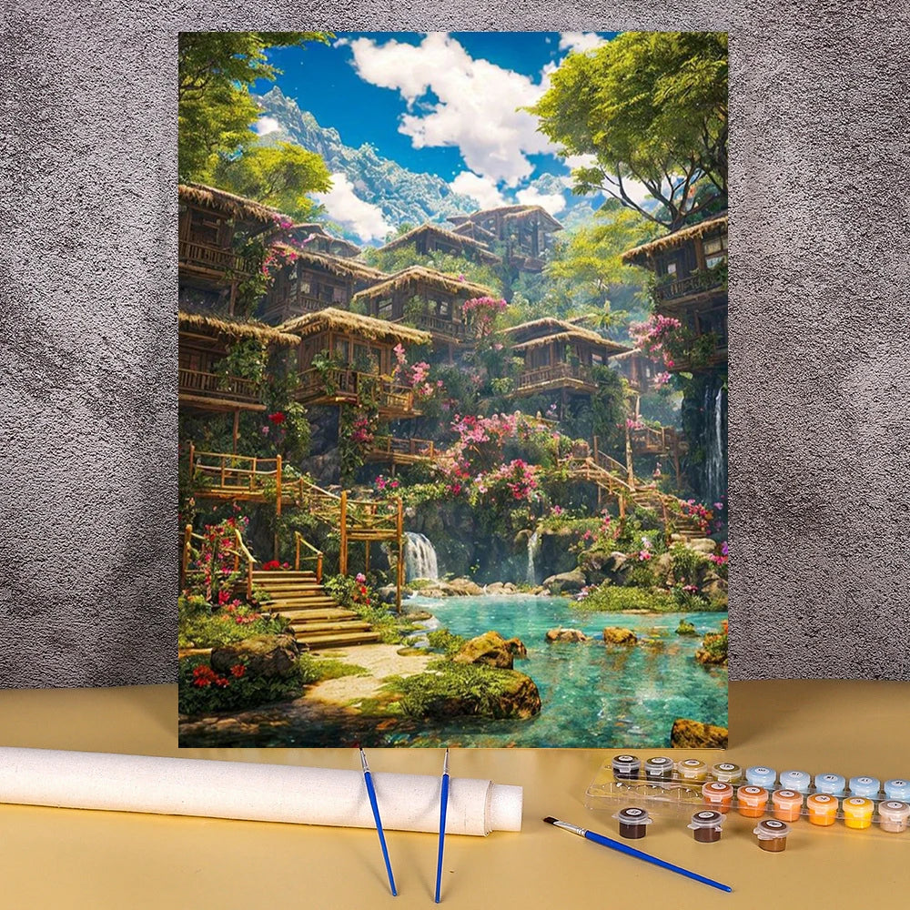 DIY Coloring By Number Christmas Tram Kits Painting By Number Modern Drawing On Canvas HandPainted For Living Room Wall Art Gift