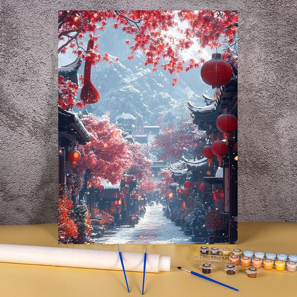 DIY Coloring By Number Christmas Tram Kits Painting By Number Modern Drawing On Canvas HandPainted For Living Room Wall Art Gift