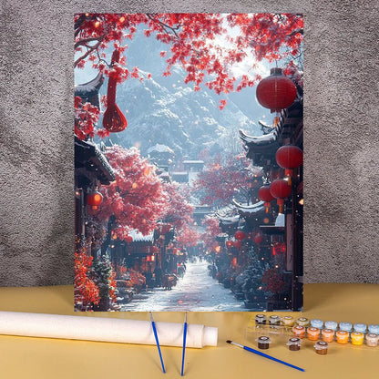 DIY Coloring By Number Christmas Tram Kits Painting By Number Modern Drawing On Canvas HandPainted For Living Room Wall Art Gift