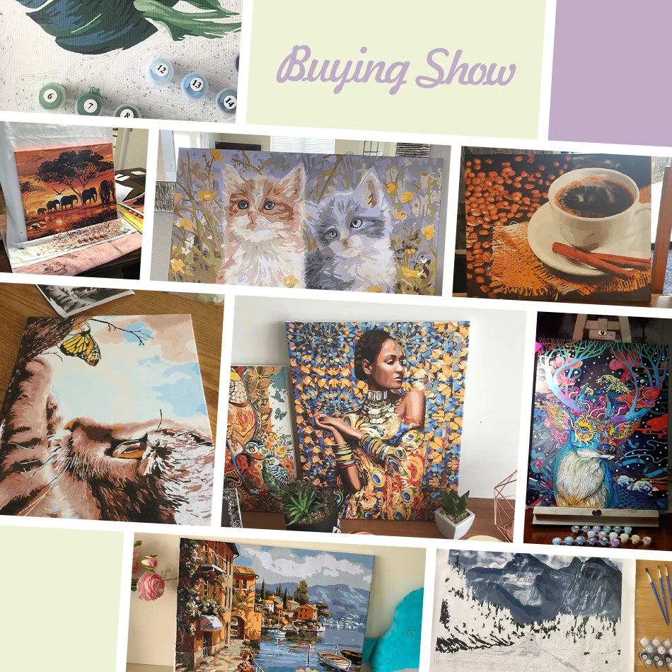 SDOYUNO Painting Paints By Numbers Animals Christmas Tree Christmas Day Atmosphere Digital Oil Painting Handpainted Room Decor