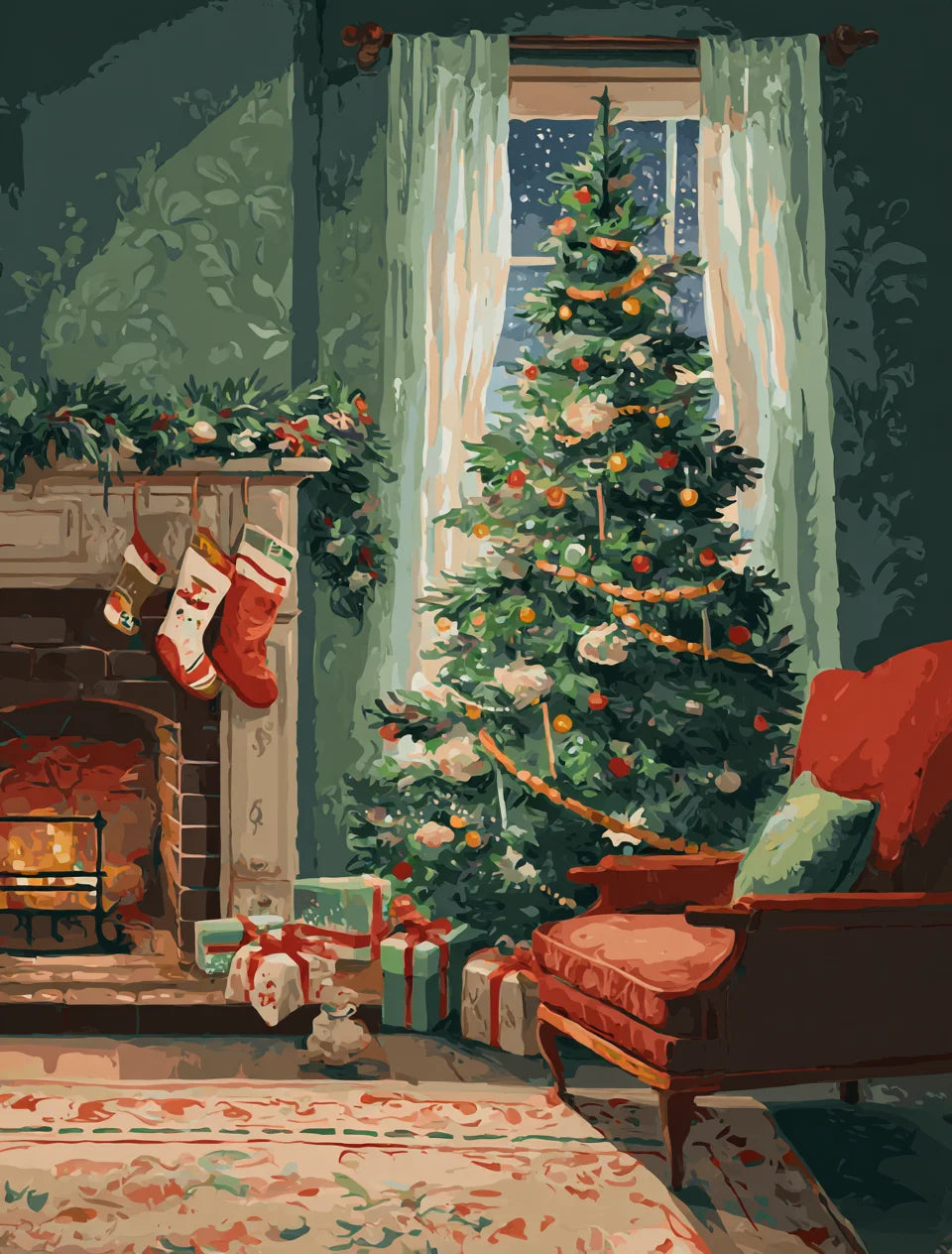 SDOYUNO Painting Paints By Numbers Animals Christmas Tree Christmas Day Atmosphere Digital Oil Painting Handpainted Room Decor