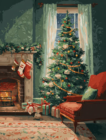 SDOYUNO Painting Paints By Numbers Animals Christmas Tree Christmas Day Atmosphere Digital Oil Painting Handpainted Room Decor