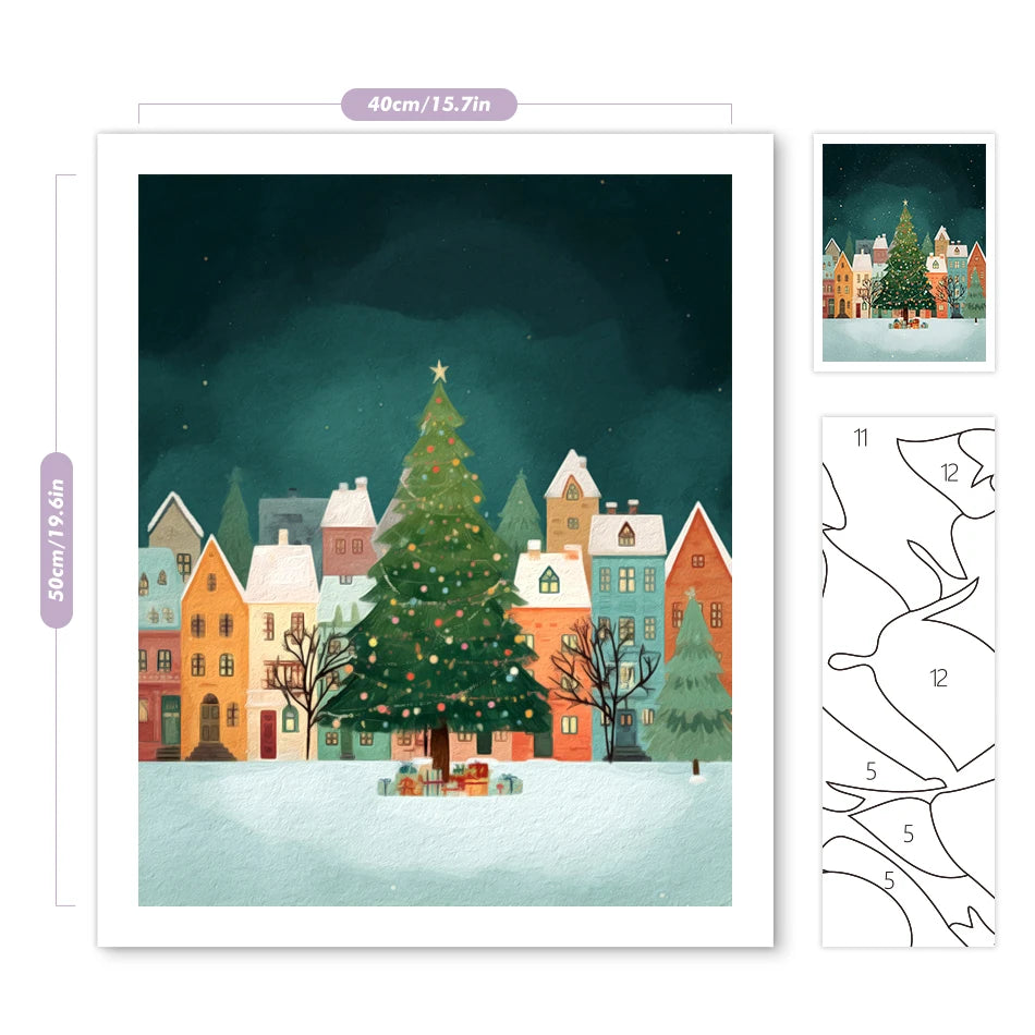 SDOYUNO Painting Paints By Numbers Animals Christmas Tree Christmas Day Atmosphere Digital Oil Painting Handpainted Room Decor