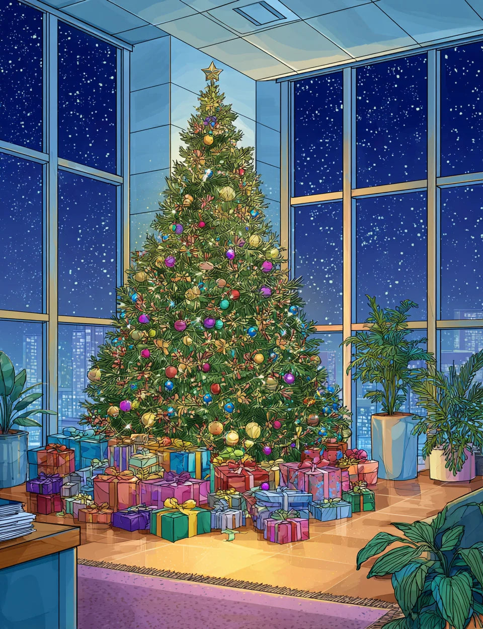 SDOYUNO Painting Paints By Numbers Animals Christmas Tree Christmas Day Atmosphere Digital Oil Painting Handpainted Room Decor