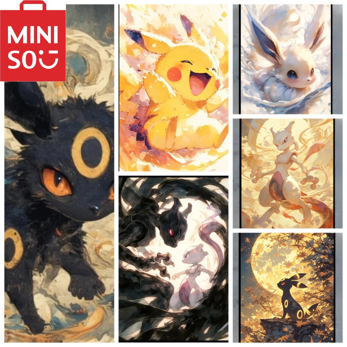 MINISO Oil Painting By Number Cute Cartoon Pikachu Home Decoration Bedroom Living Room Decor Gift Funny  friend gifts Frameelss