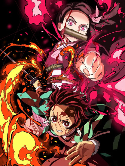 MINISO  Demon Anime Tanjirou Nezuko Oil Painting By Numbers Kits Number Drawing Canvas DIY Pictures By Numbers Home Decor