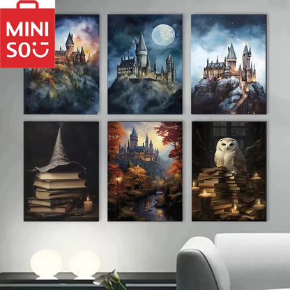 MINISO Oil Painting By Numbers  Magic Movie School WizardCastle Academy Drawing Canvas DIY Pictures By Numbers Home Decor 