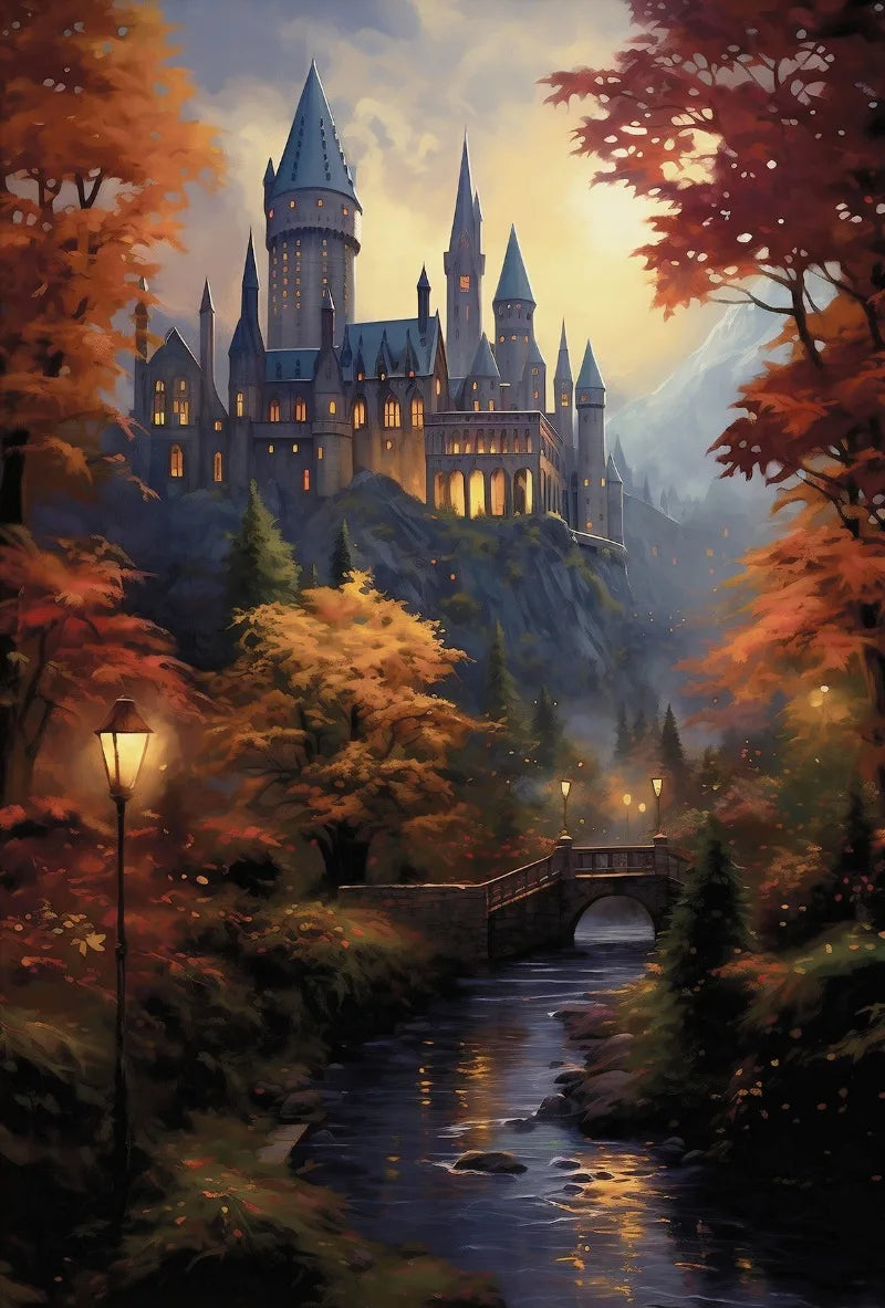 MINISO Oil Painting By Numbers  Magic Movie School WizardCastle Academy Drawing Canvas DIY Pictures By Numbers Home Decor 
