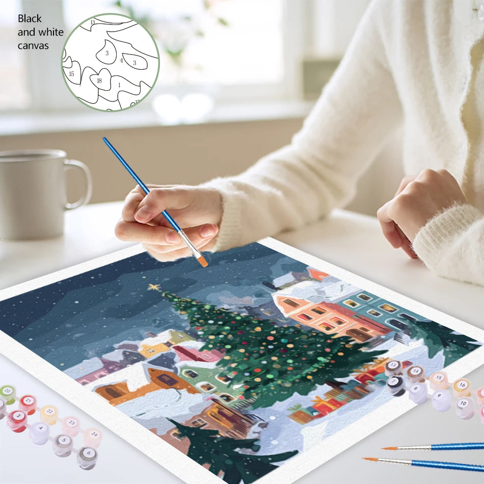 SDOYUNO Painting Paints By Numbers Animals Christmas Tree Christmas Day Atmosphere Digital Oil Painting Handpainted Room Decor