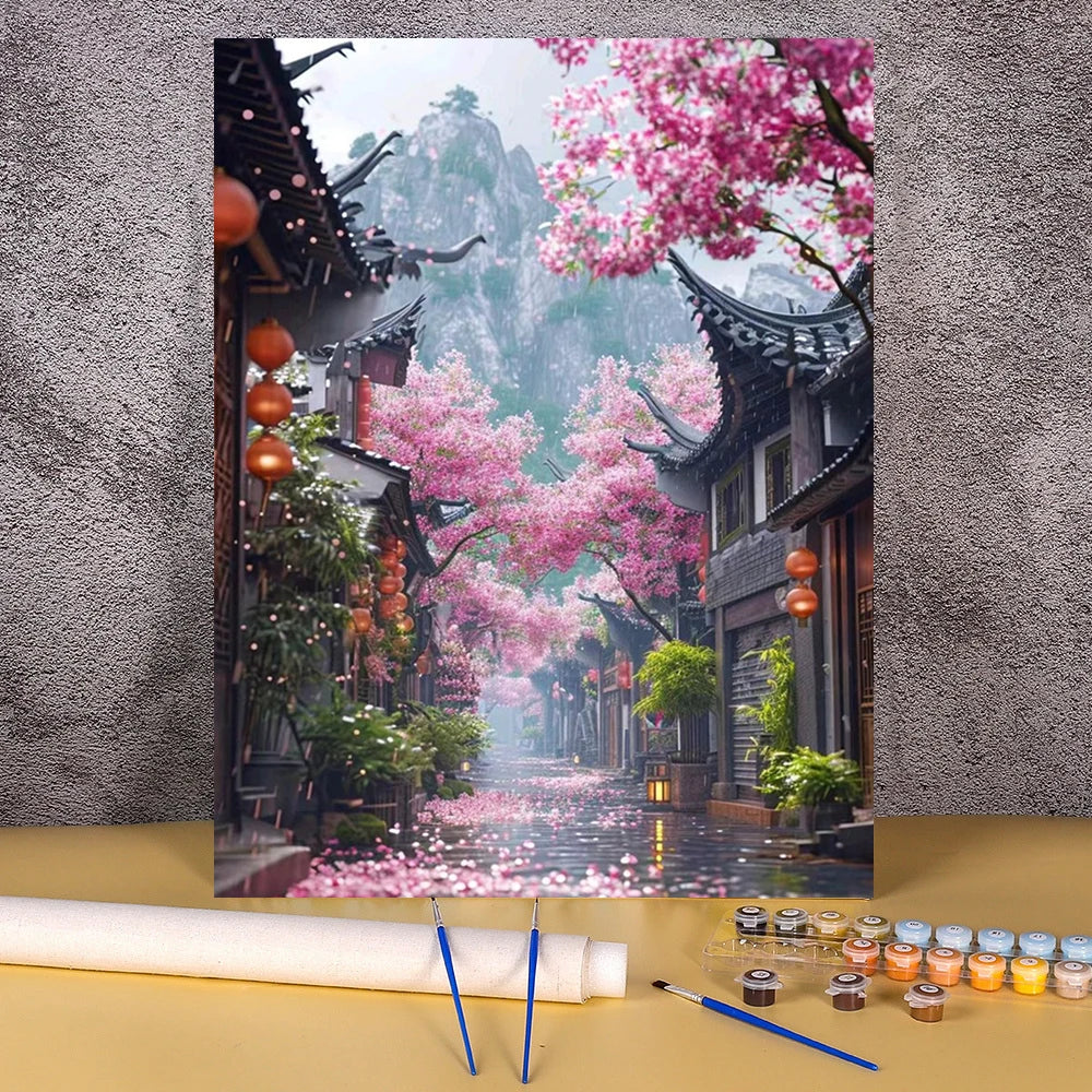 DIY Coloring By Number Christmas Tram Kits Painting By Number Modern Drawing On Canvas HandPainted For Living Room Wall Art Gift