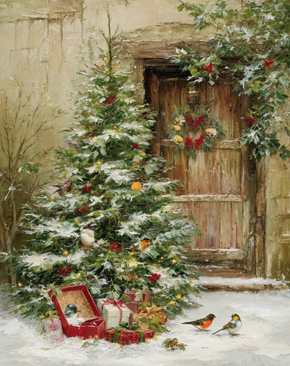 SDOYUNO Painting Paints By Numbers Animals Christmas Tree Christmas Day Atmosphere Digital Oil Painting Handpainted Room Decor