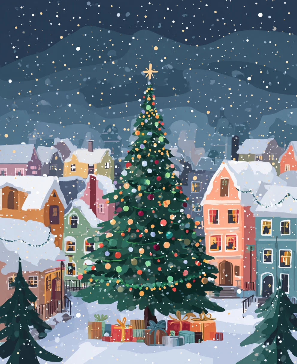 SDOYUNO Painting Paints By Numbers Animals Christmas Tree Christmas Day Atmosphere Digital Oil Painting Handpainted Room Decor