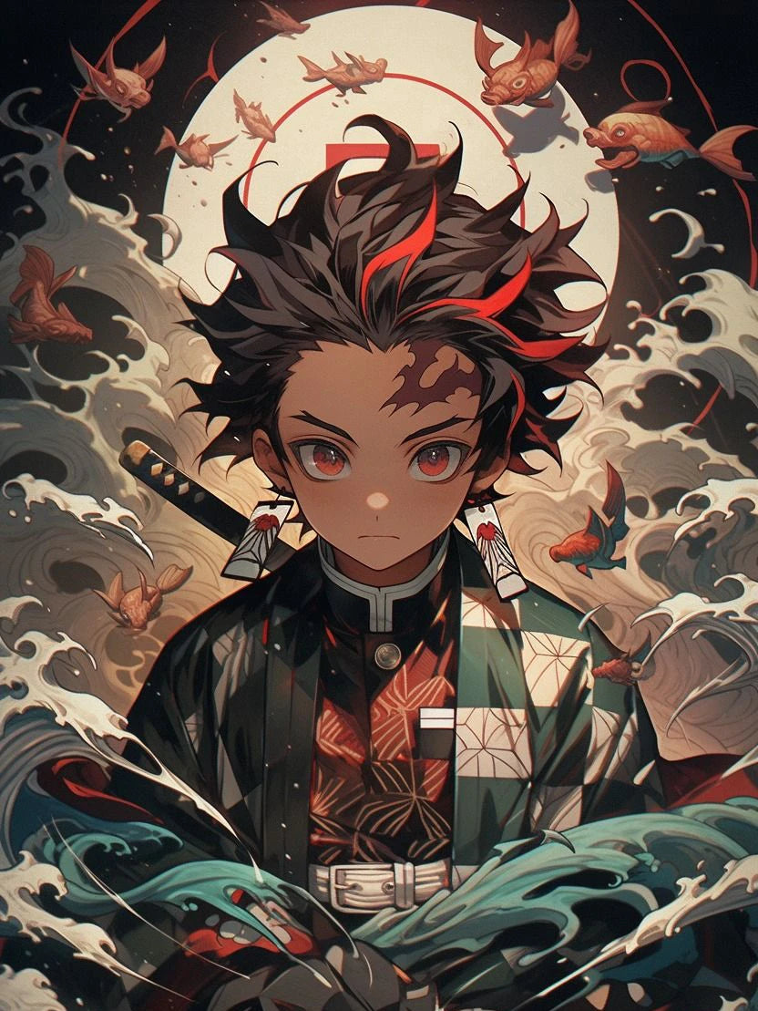 MINISO  Demon Anime Tanjirou Nezuko Oil Painting By Numbers Kits Number Drawing Canvas DIY Pictures By Numbers Home Decor